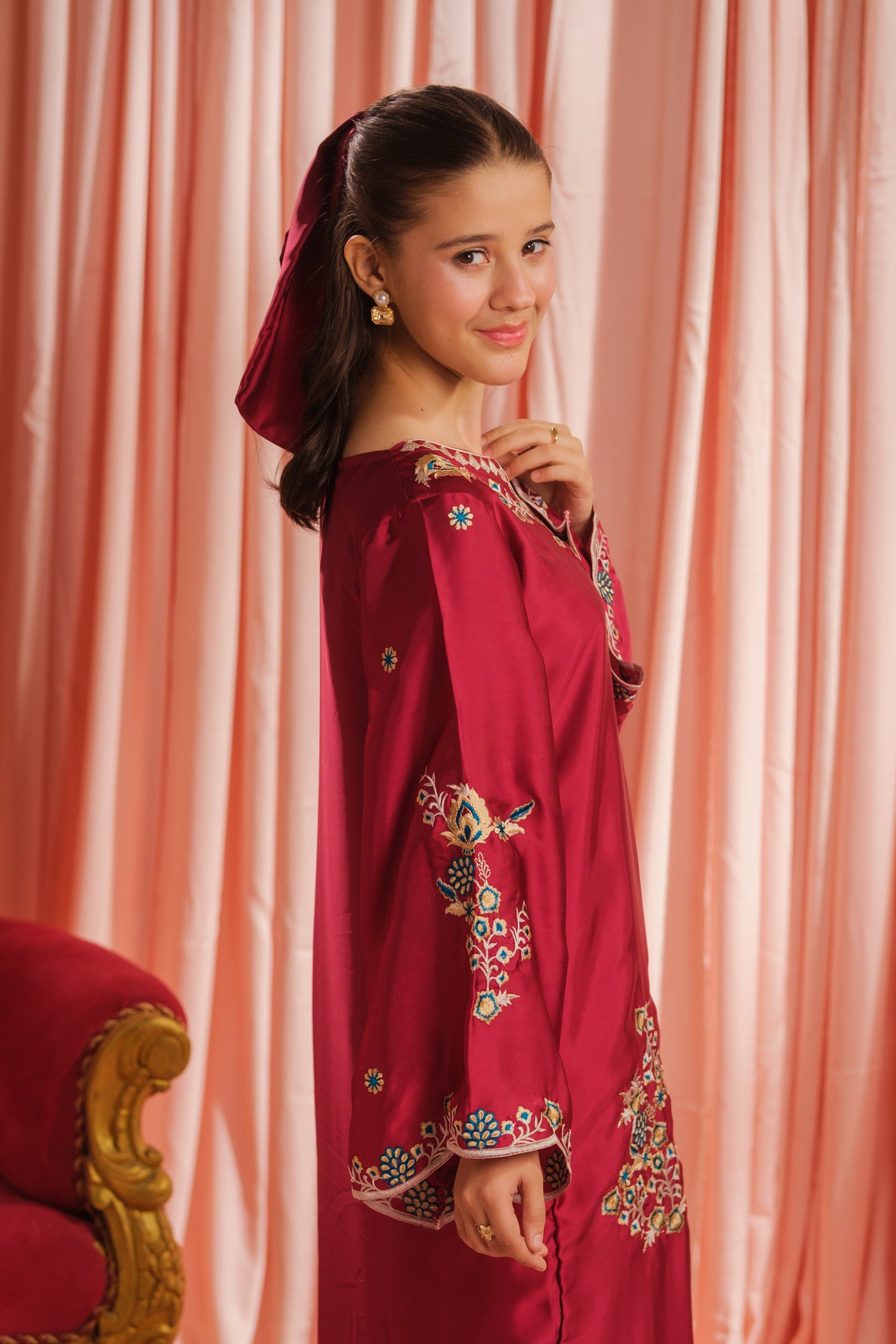 Crimson Majesty - 1pc - Embroidered - Charmeuse Silk - Festive - Sprinkles Pakistan
