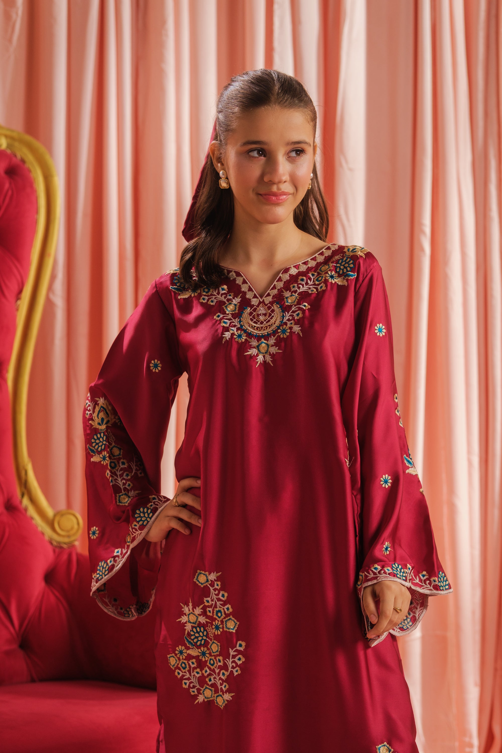 Crimson Majesty - 1pc - Embroidered - Charmeuse Silk - Festive - Sprinkles Pakistan