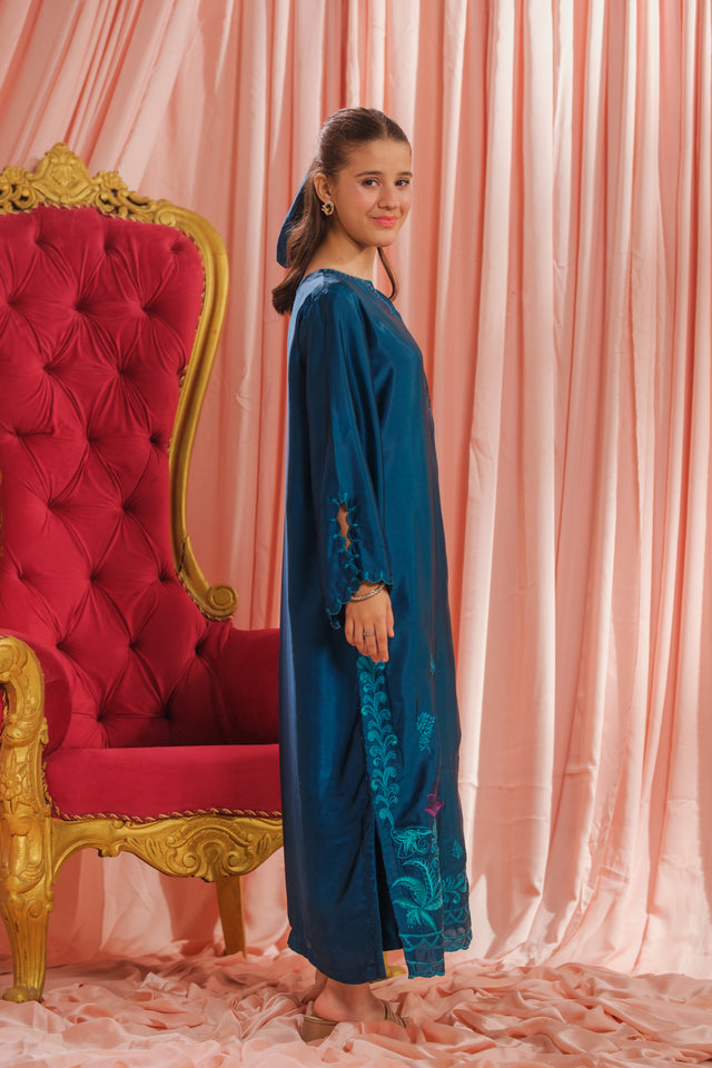 Teal Blossom - 1pc - Embroidered - Charmeuse Silk - Festive - Sprinkles Pakistan