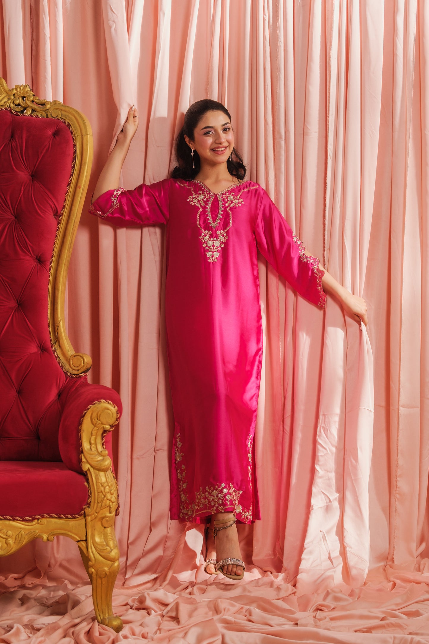 Fuchsia Elegance - 1pc - Embroidered - Charmeuse Silk - Festive - Sprinkles Pakistan