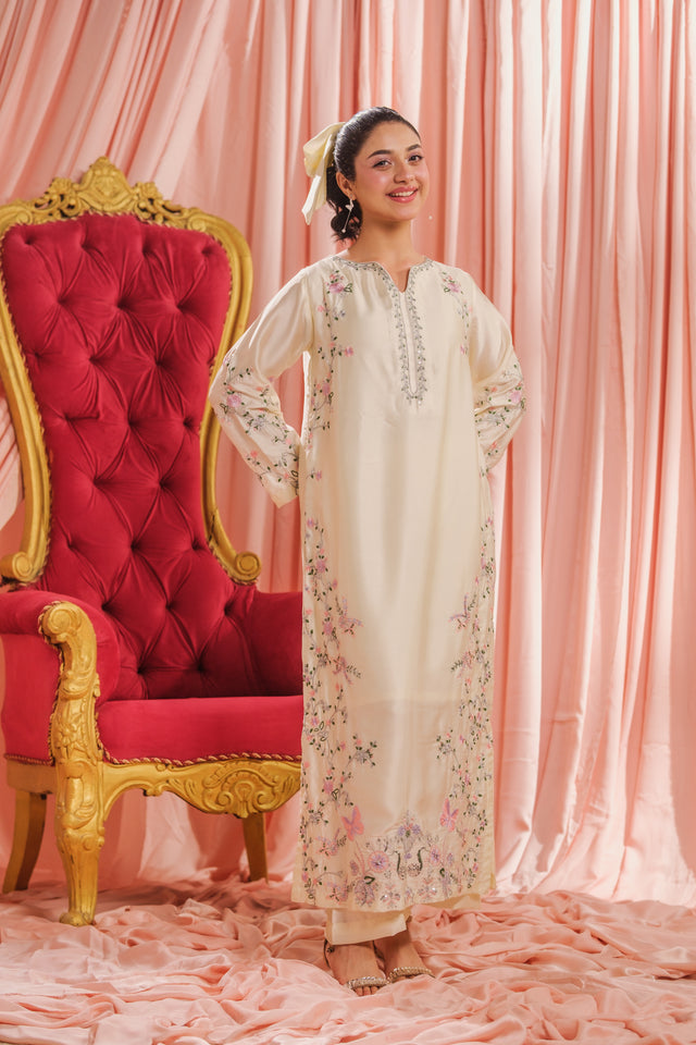 Ivory Grace - 1pc - Embroidered - Charmeuse Silk - Festive - Sprinkles Pakistan