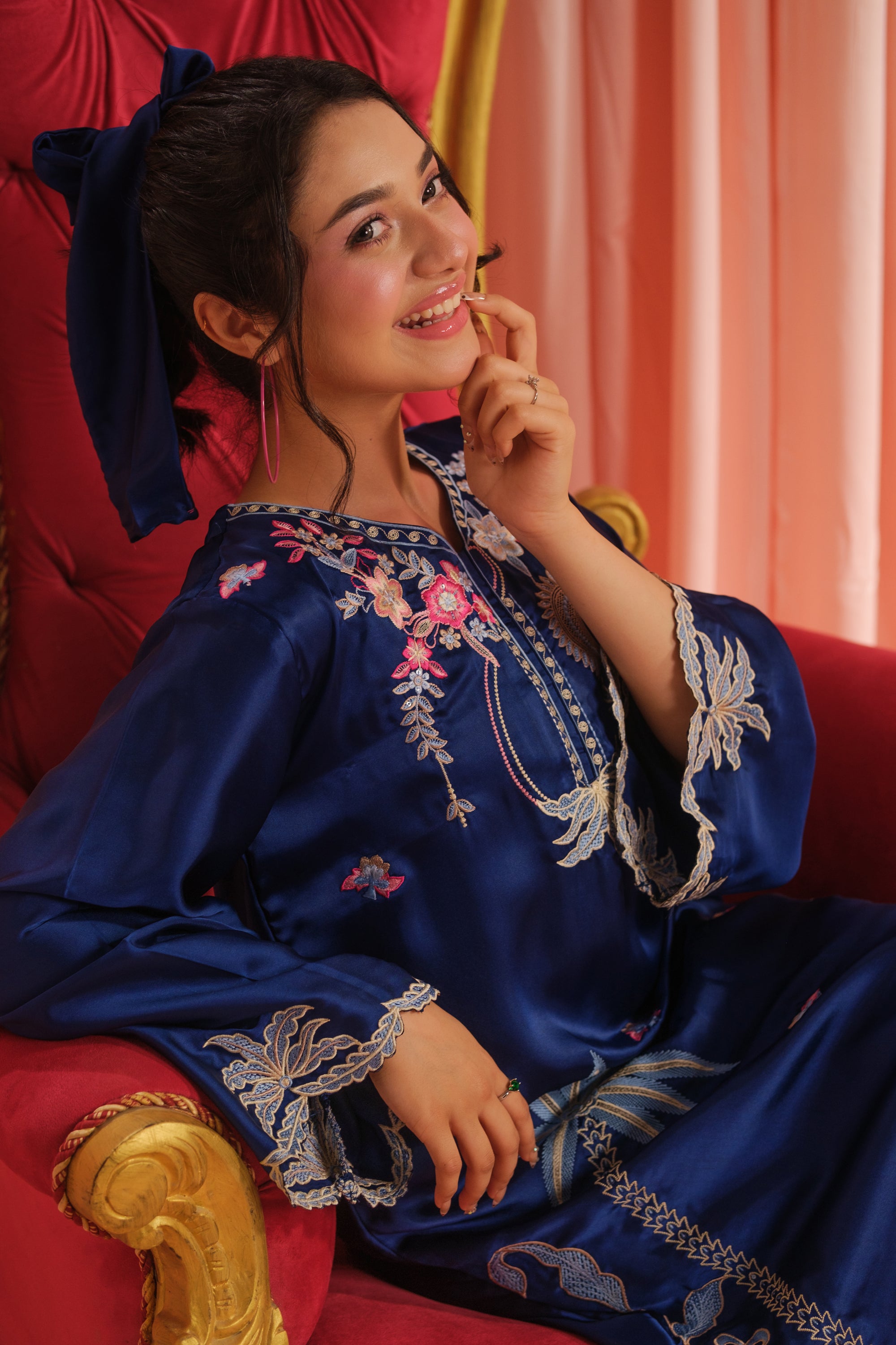 Ocean Bloom - 1pc - Embroidered - Charmeuse Silk - Festive - Sprinkles Pakistan