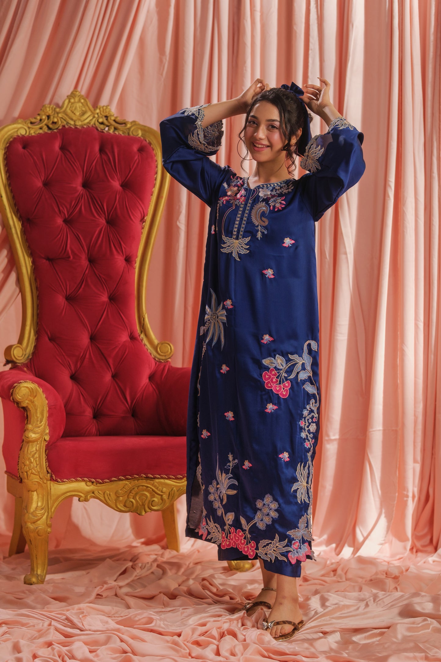 Ocean Bloom - 1pc - Embroidered - Charmeuse Silk - Festive - Sprinkles Pakistan