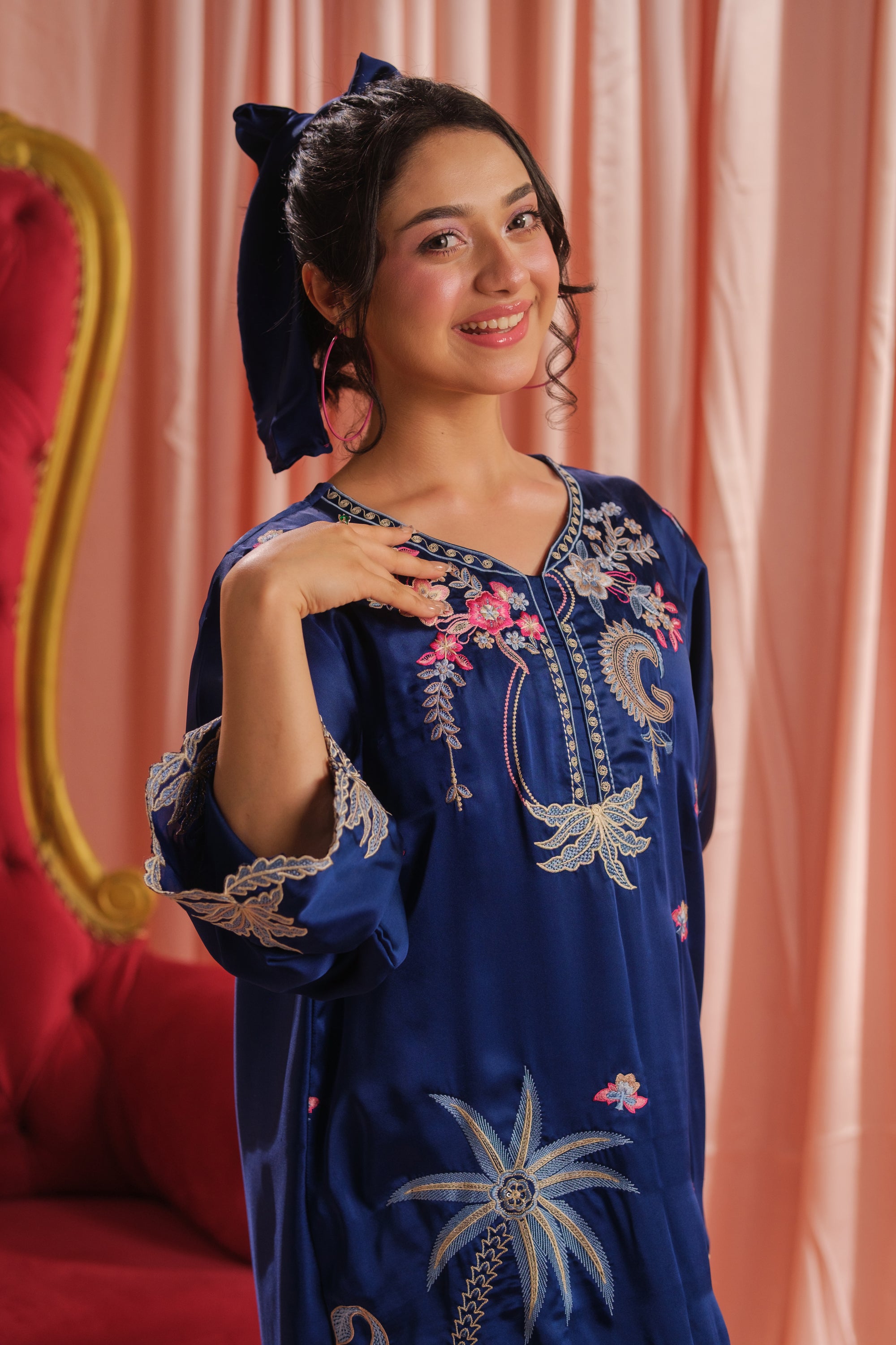 Ocean Bloom - 1pc - Embroidered - Charmeuse Silk - Festive - Sprinkles Pakistan