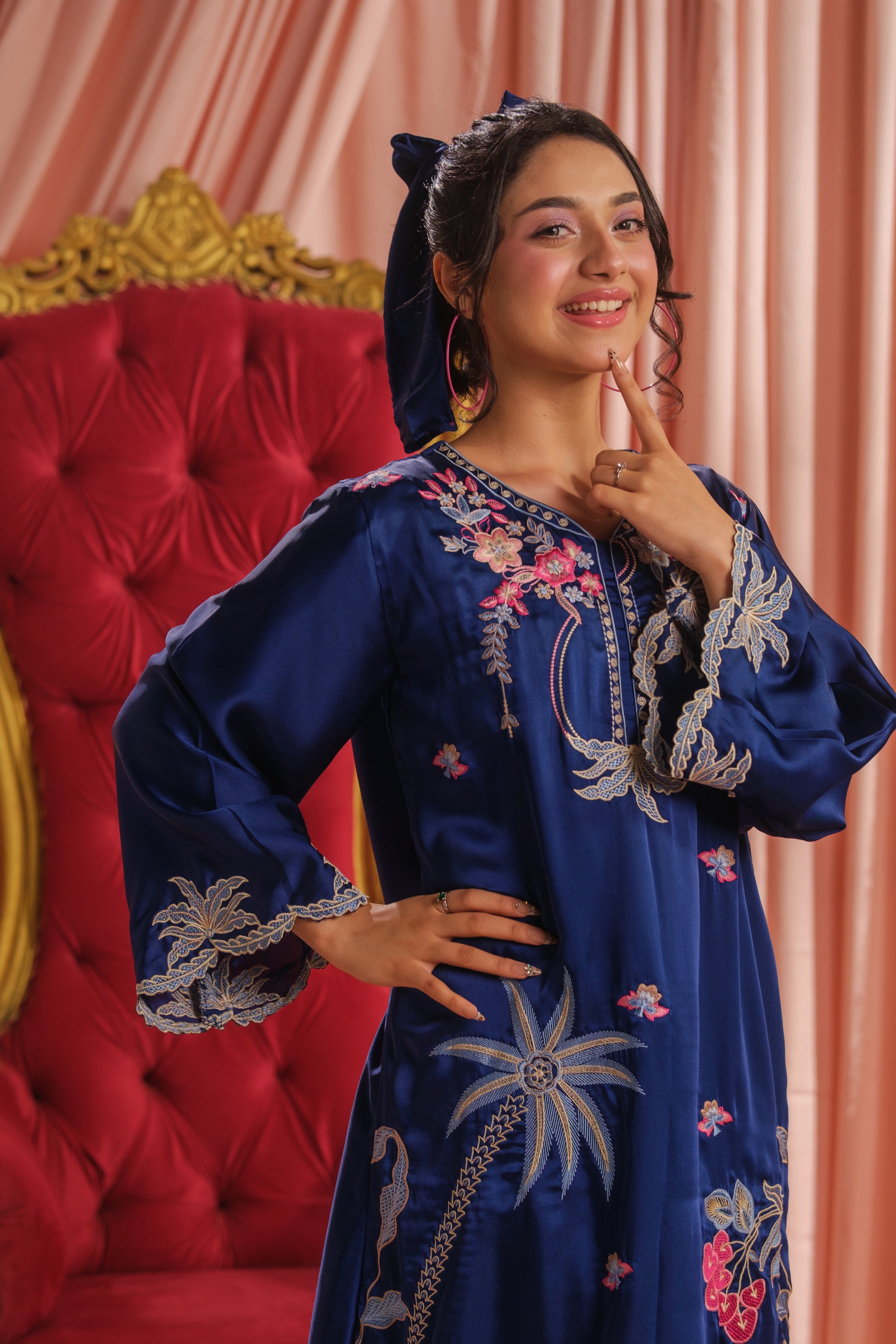 Ocean Bloom - 1pc - Embroidered - Charmeuse Silk - Festive - Sprinkles Pakistan