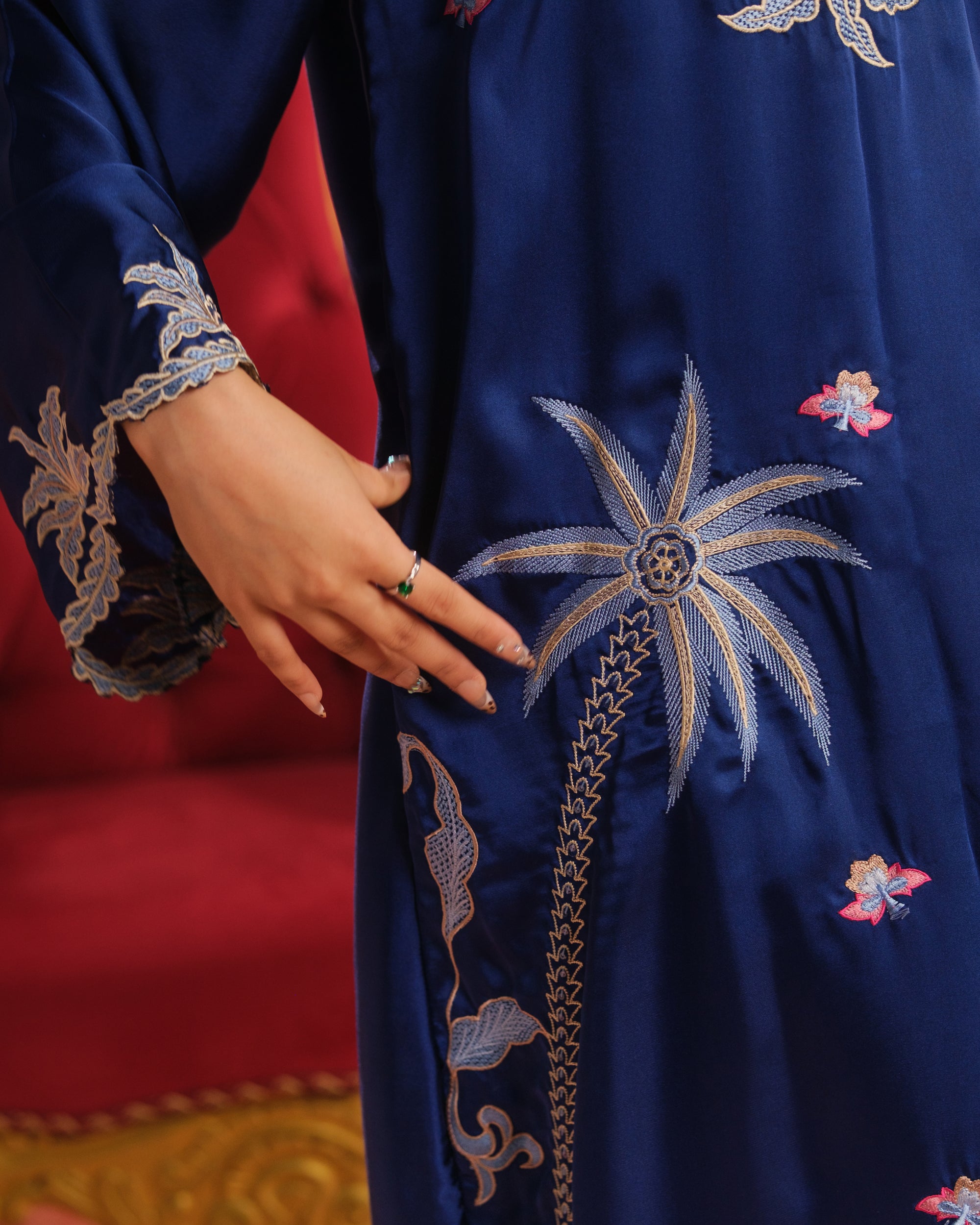 Ocean Bloom - 1pc - Embroidered - Charmeuse Silk - Festive - Sprinkles Pakistan