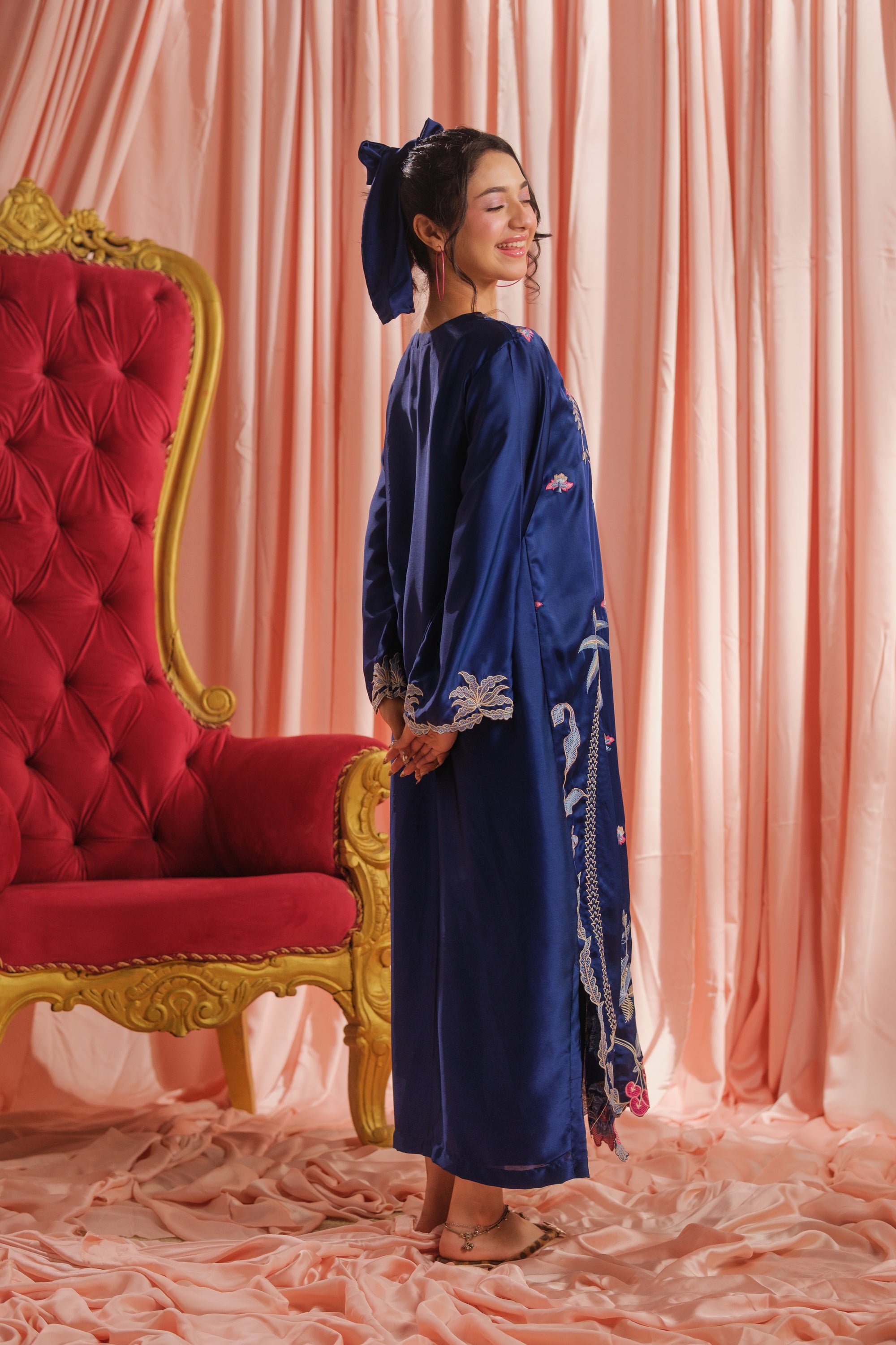 Ocean Bloom - 1pc - Embroidered - Charmeuse Silk - Festive - Sprinkles Pakistan