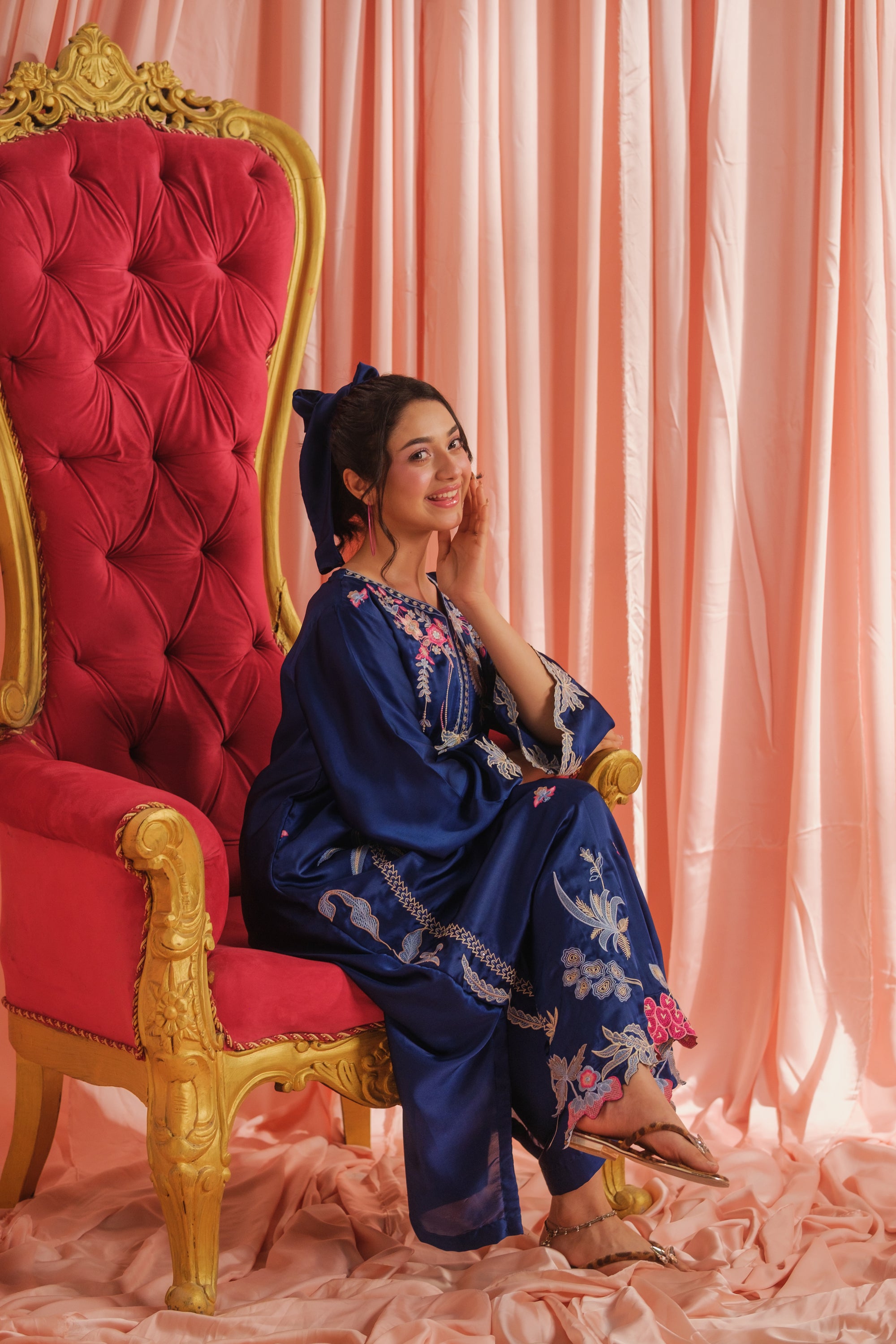 Ocean Bloom - 1pc - Embroidered - Charmeuse Silk - Festive - Sprinkles Pakistan