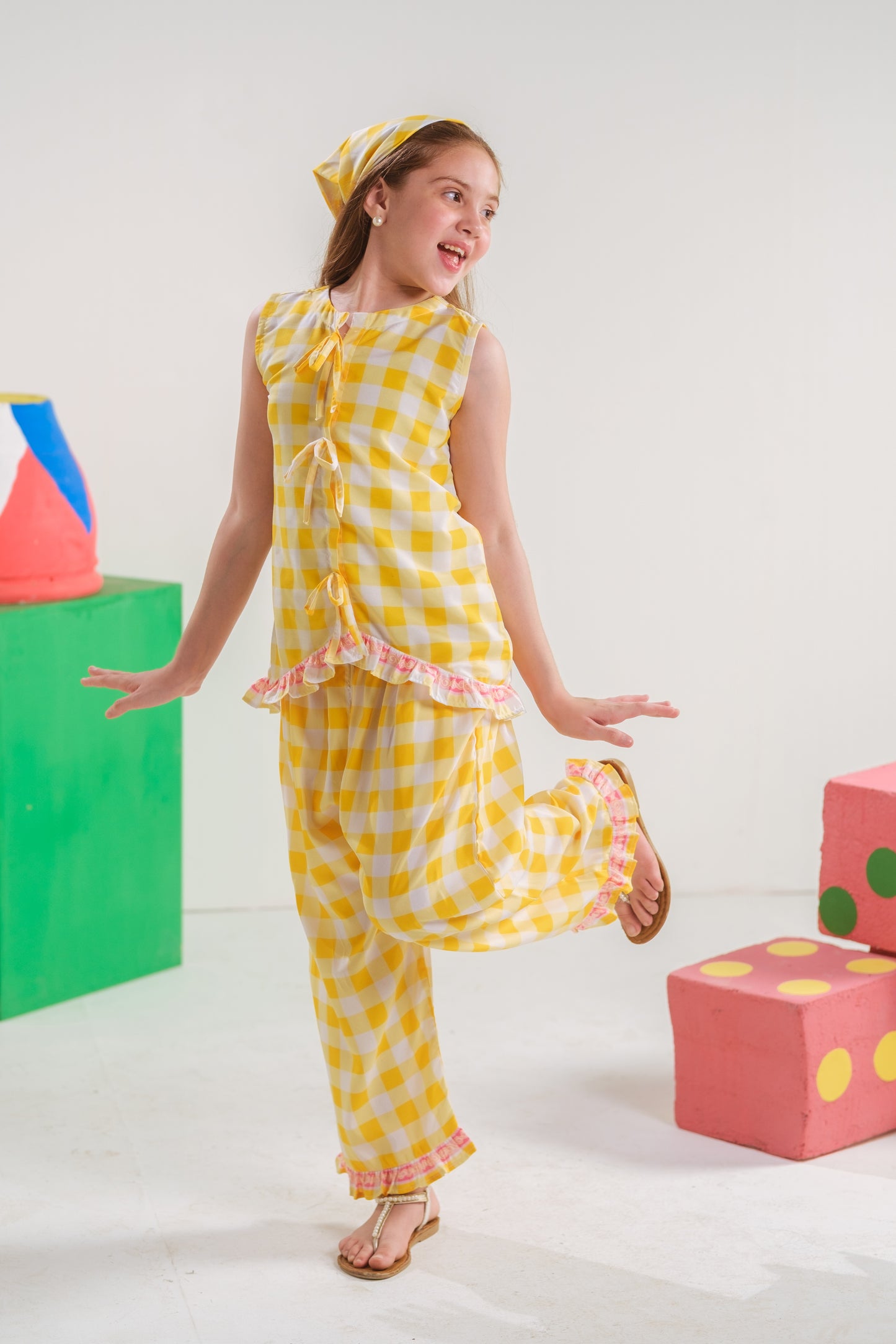 Gingham Check - 2pcs - Poly Cambric - 2pcs-ready-to-wear, Fusion - Sprinkles Pakistan