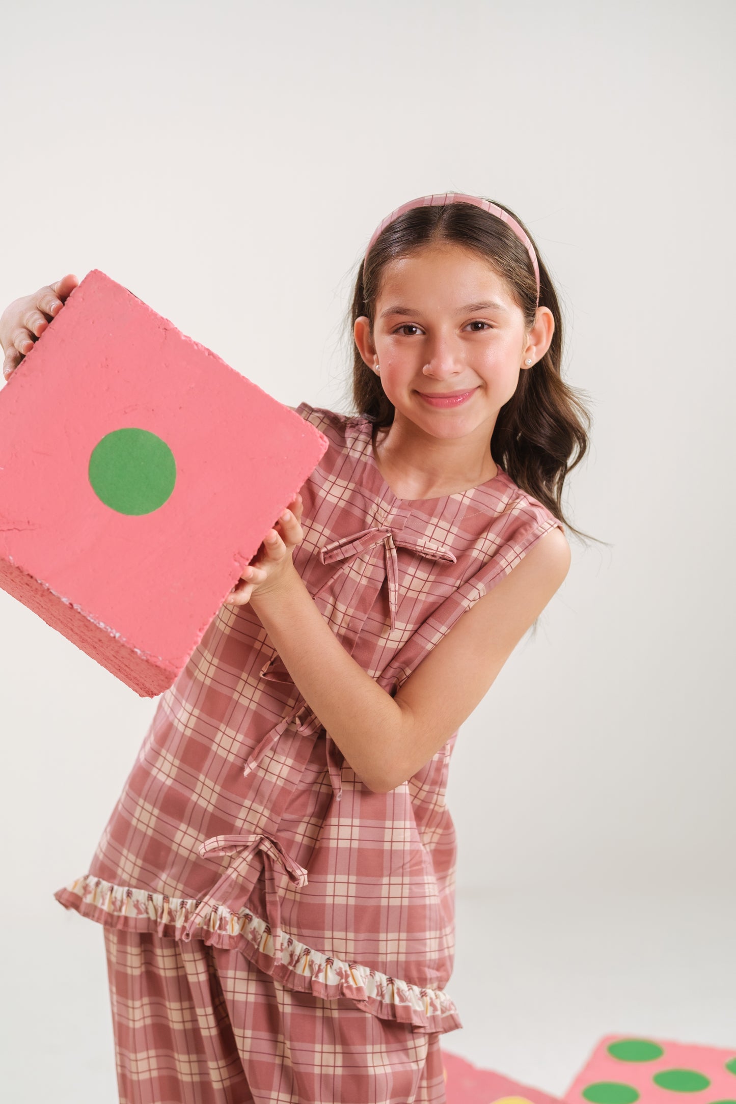 Blush Plaid - 2pcs - Poly Cambric - 2pcs-ready-to-wear, Fusion - Sprinkles Pakistan