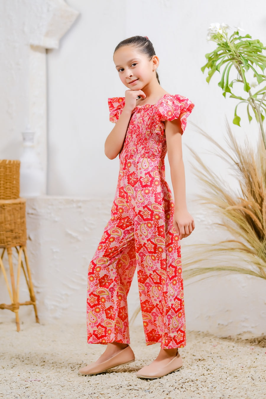 Scarlet Paisley Jumpsuit - Mix Cotton - jumpsuits, jumpsuit 2024 - Sprinkles Pakistan