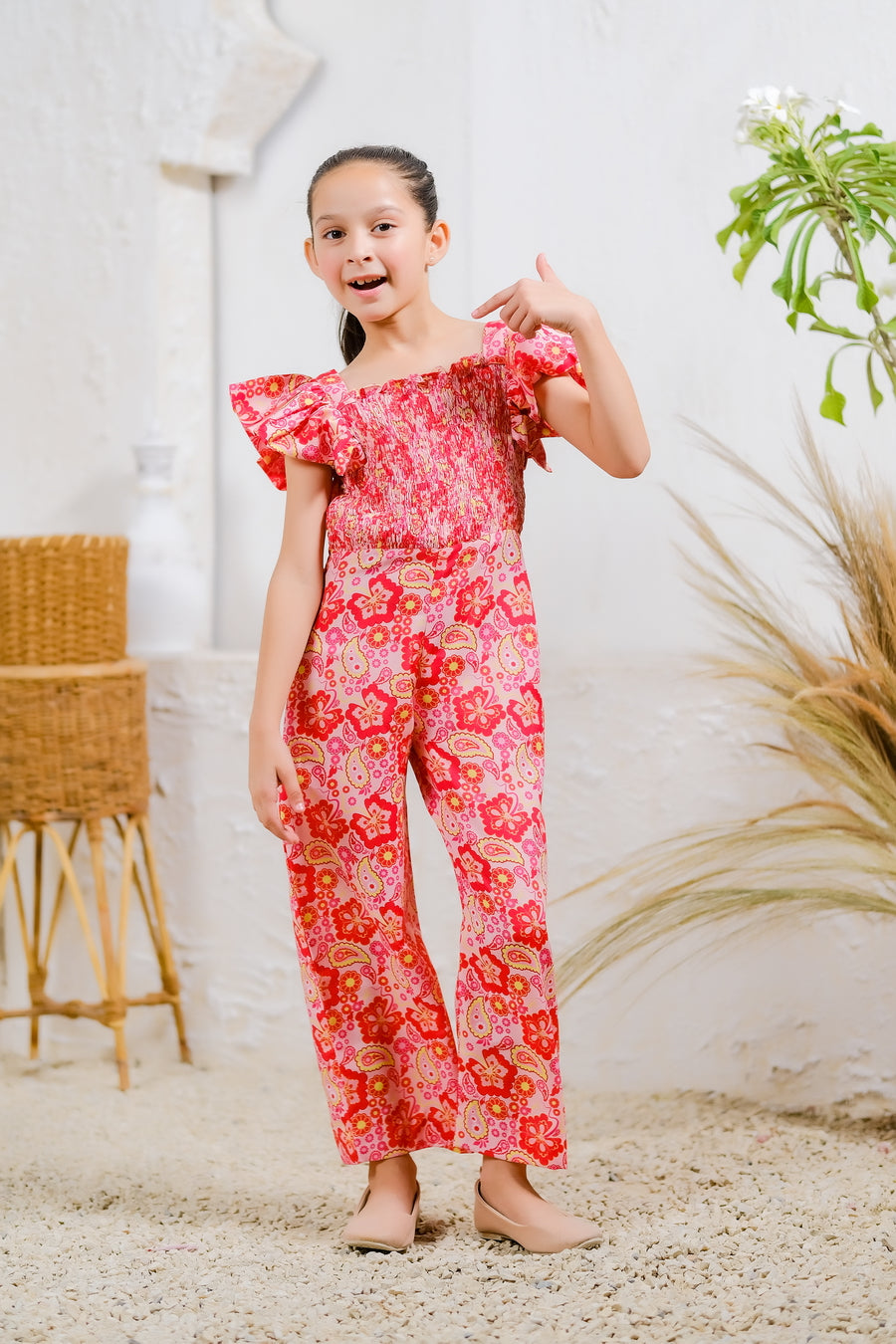 Scarlet Paisley Jumpsuit - Mix Cotton - jumpsuits, jumpsuit 2024 - Sprinkles Pakistan