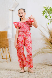 Scarlet Paisley Jumpsuit - Mix Cotton - jumpsuits, jumpsuit 2024 - Sprinkles Pakistan