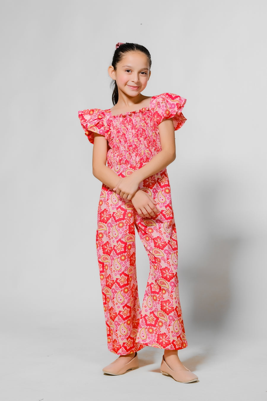 Scarlet Paisley Jumpsuit - Mix Cotton - jumpsuits, jumpsuit 2024 - Sprinkles Pakistan