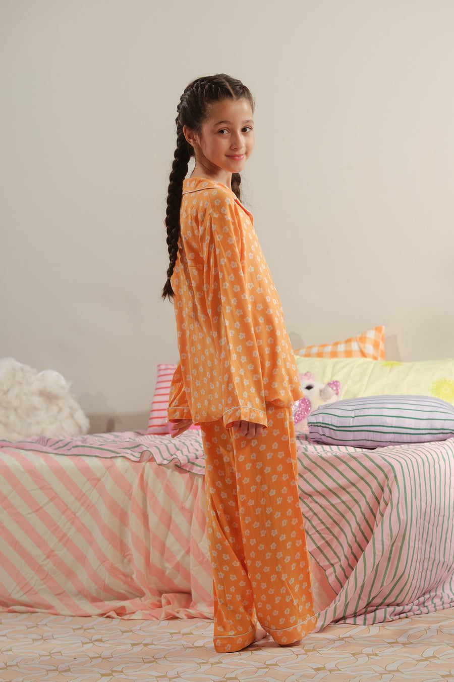 Tangerine Dream - 2pcs - Nightsuit - Boski Linen - New Arrival, Night Suit - Sprinkles Pakistan