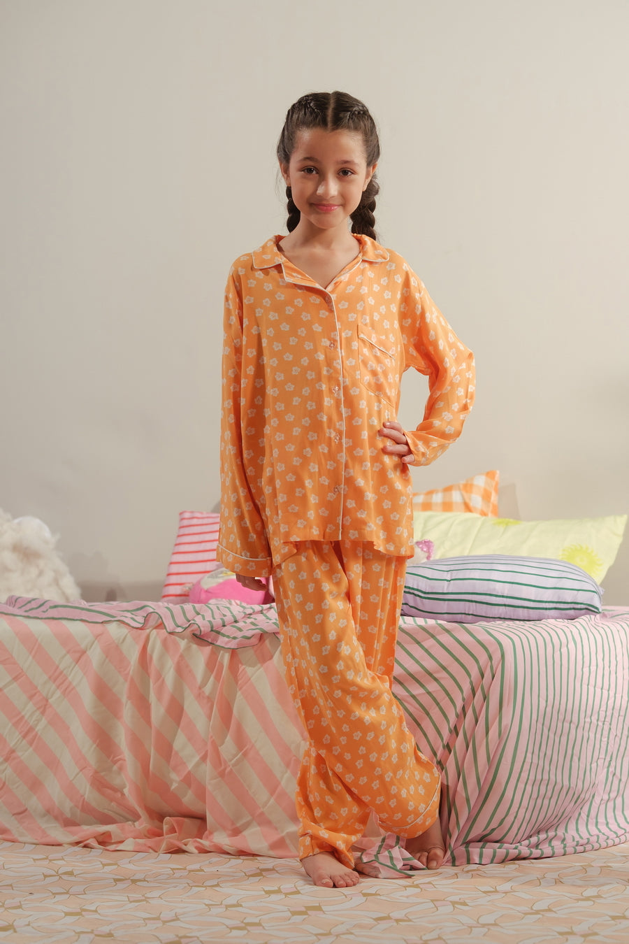 Tangerine Dream - 2pcs - Nightsuit - Boski Linen - New Arrival, Night Suit - Sprinkles Pakistan