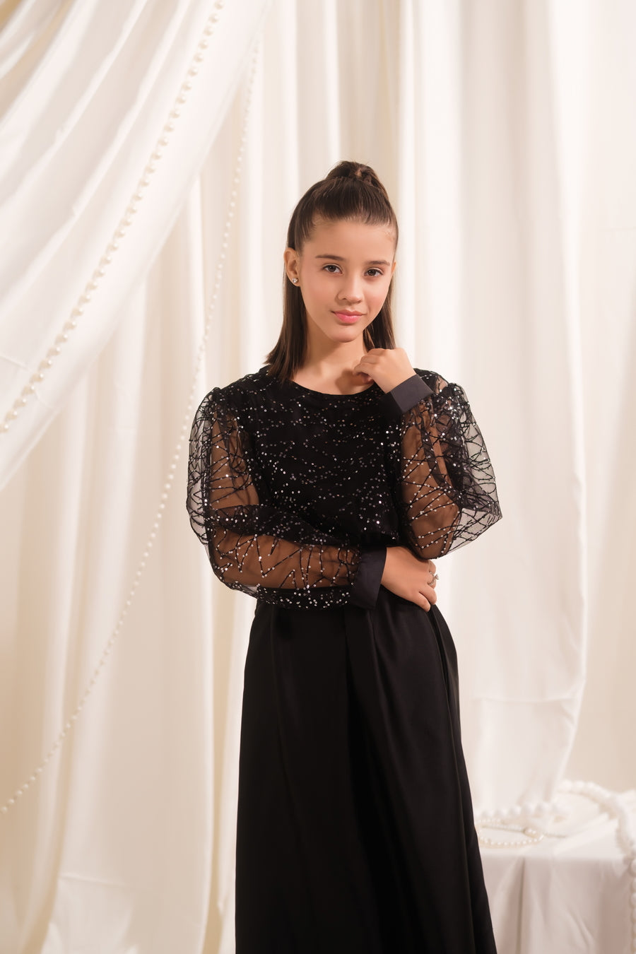 Twilight Thread - 2pcs - Sequence Net & Silk - festive - Sprinkles Pakistan