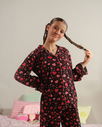 Velvet Hearts - 2pcs - Nightsuit - Boski Linen - New Arrival, Night Suit - Sprinkles Pakistan
