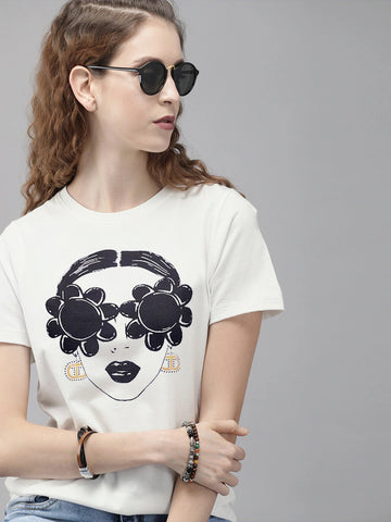 White Lady Print Tee