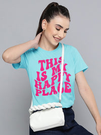 Blue Happy Place Print Tee - Cotton - Tee_clearance,grand-sale, t-shirts, kids-clearance - Sprinkles Pakistan