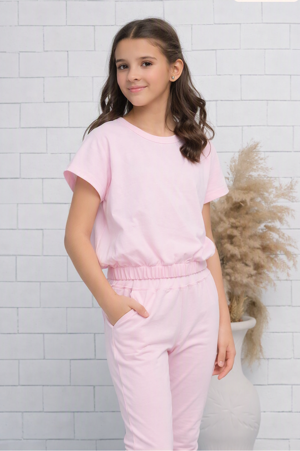 Baby Pink 2Pcs Cord Set with Short Sleeves Shirt and Trouser - Jersey - co-ord-sets, dresses - Sprinkles Pakistan